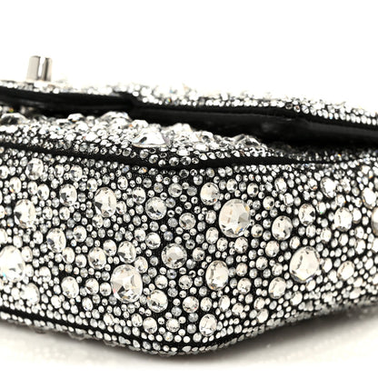 Satin Strass Mini Flap Silvery Black