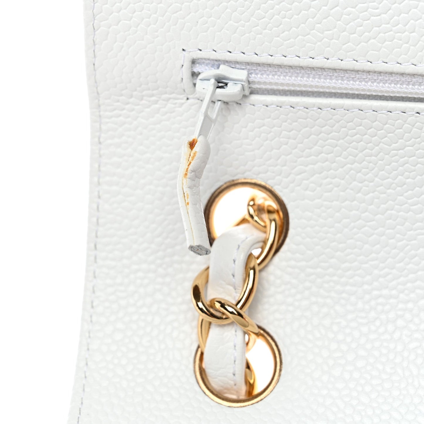 Caviar Quilted Jumbo Double Flap White