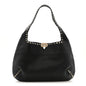 Grained Calfskin Large Rockstud Hobo Black