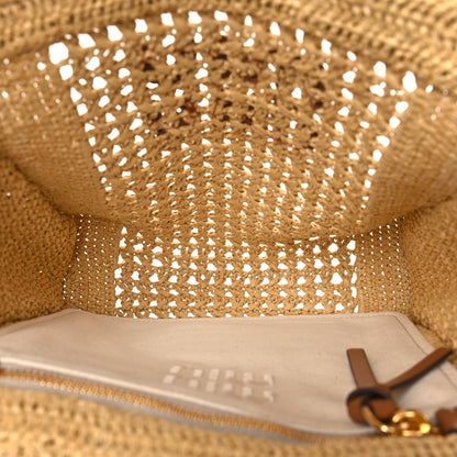 Raffia Crochet Woven Tote Bag Beige