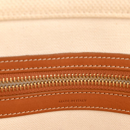 Canvas Calfskin Horizontal Cabas Natural Tan