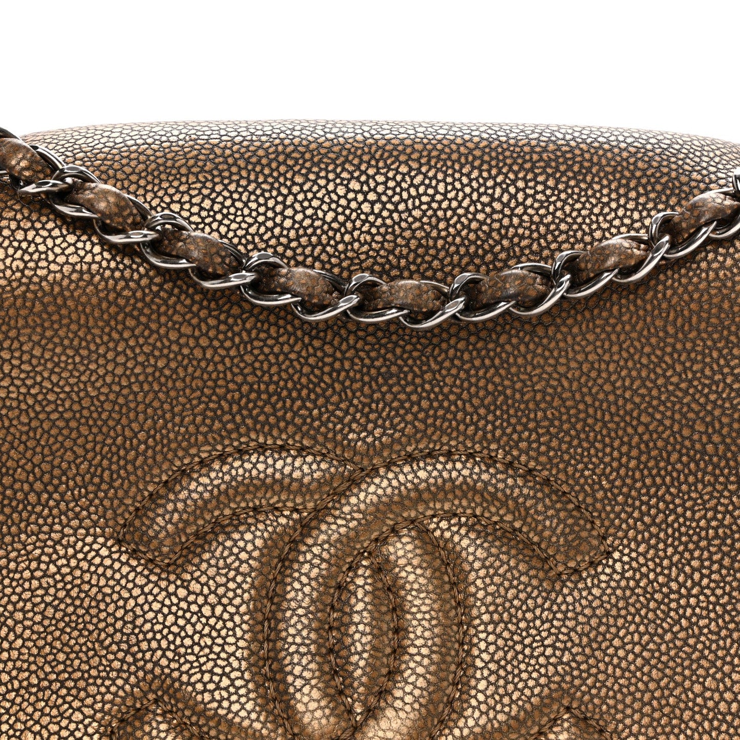 Metallic Caviar Medium Timeless CC Flap Bronze