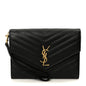 Grain De Poudre Matelasse Chevron Monogram Cassandre Flap Pouch Black