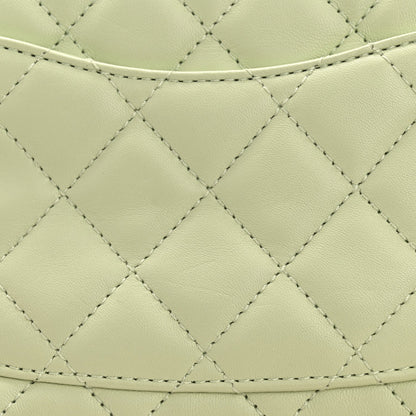 Lambskin Quilted Mini Pearl Crush Flap Light Green