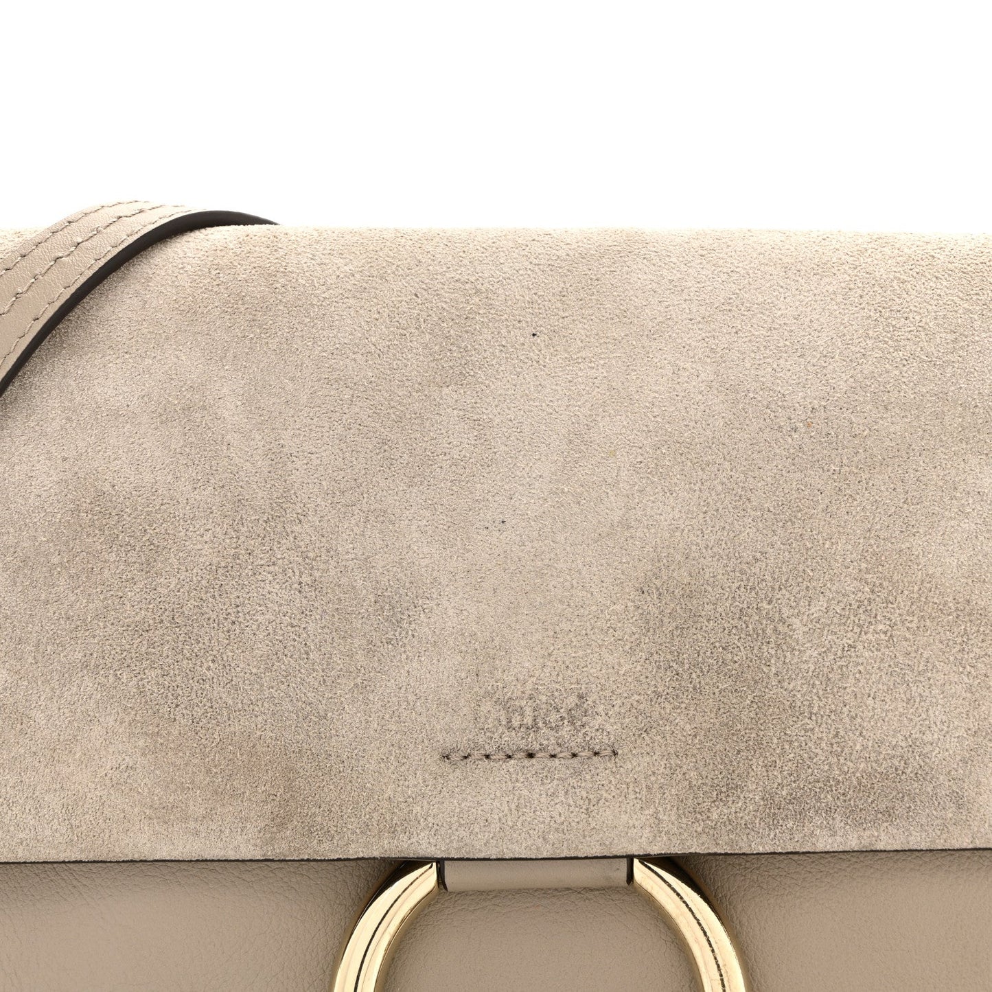 Suede Calfskin Small Faye Shoulder Bag Motty Grey