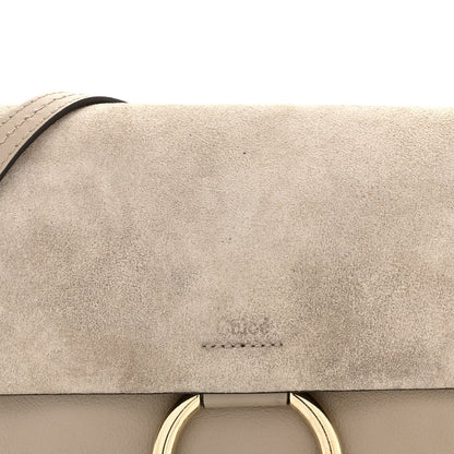 Suede Calfskin Small Faye Shoulder Bag Motty Grey