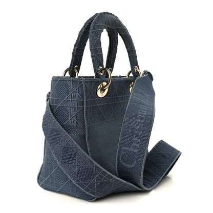 Canvas Embroidered Cannage Medium Lady D-Lite Denim Blue