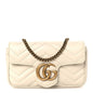 Calfskin Matelasse Super Mini GG Marmont Shoulder Bag White