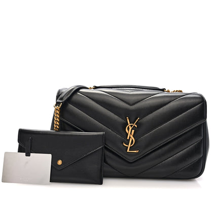 Lambskin Chevron Quilted Medium Loulou Black