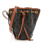 Triomphe Canvas Calfskin Micro Drawstring Bucket Bag Tan