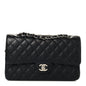 Caviar Quilted Medium Double Flap Black
