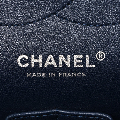 Lambskin Quilted Jumbo Double Flap Navy