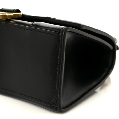 Shiny Box Calfskin Hourglass Top Handle Bag XS Black