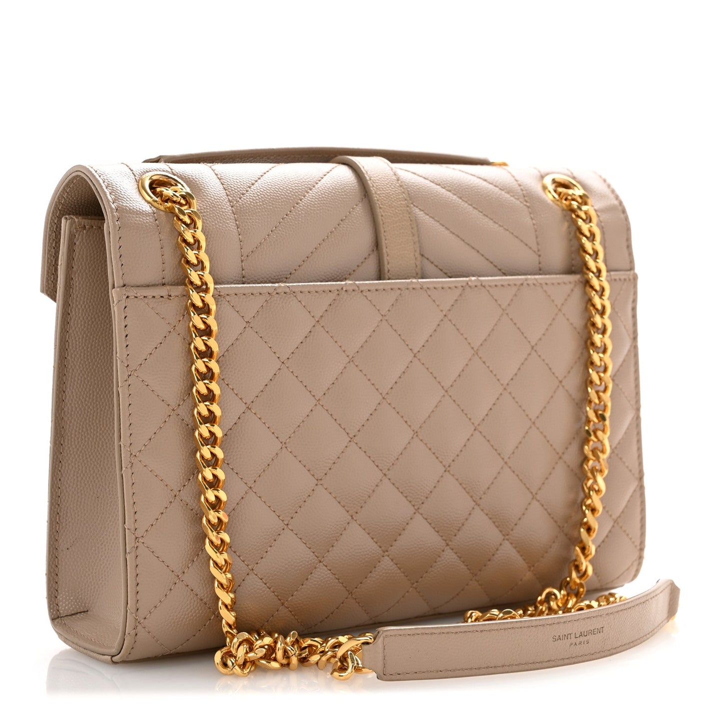 Grain De Poudre Textured Mixed Matelasse Medium Triquilt Monogram Satchel Dark Beige