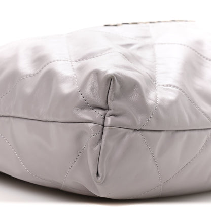 Shiny Calfskin Quilted Chanel 22 Grey