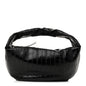 Glossy Calfskin Eelskin Embossed Medium Olivia Hobo Black