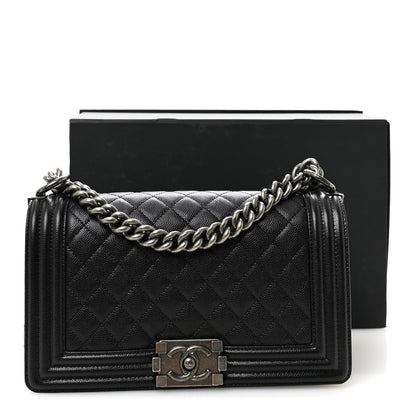Caviar Quilted Medium Boy Flap Black