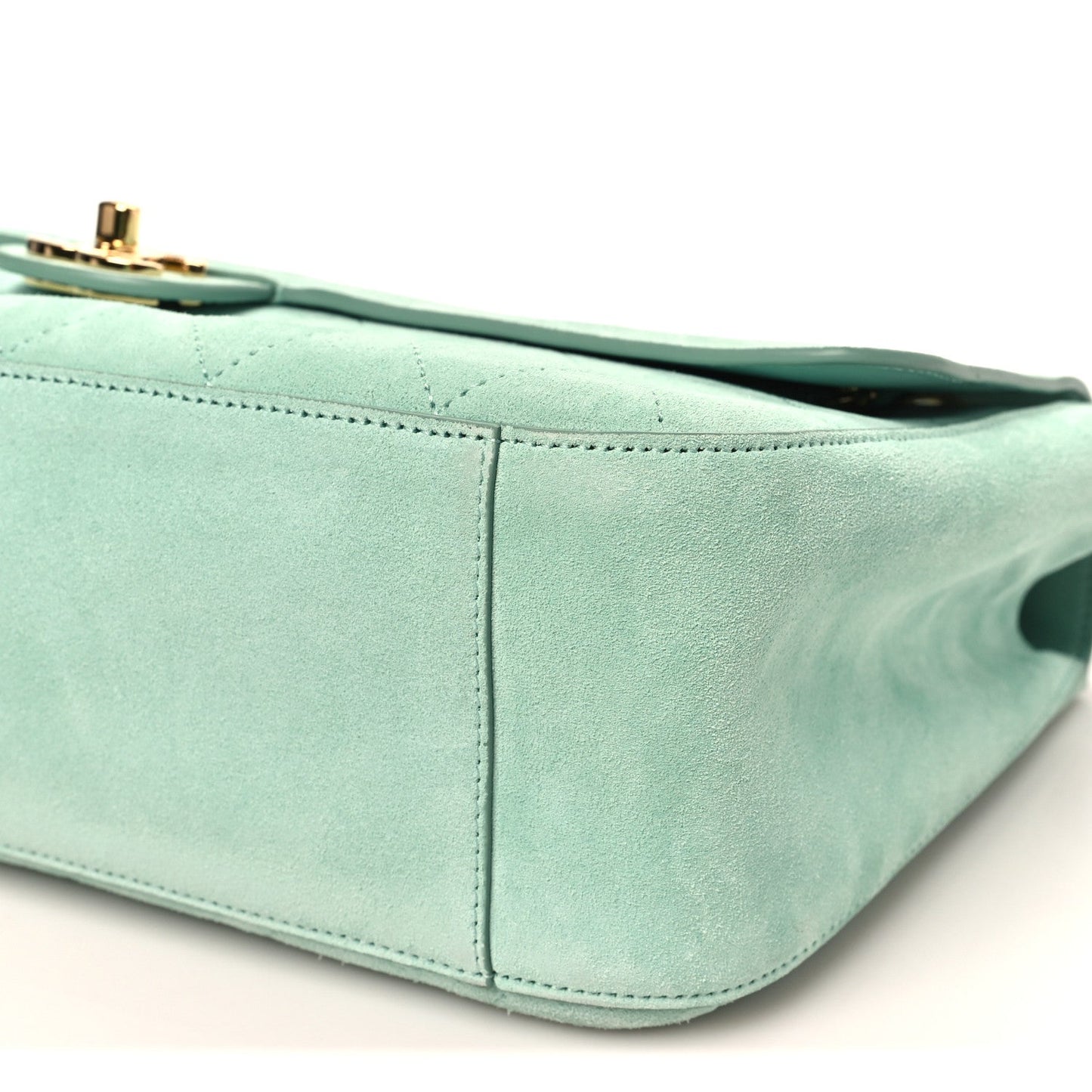 Suede Calfskin Small Souplissimo Maxi Flap Green