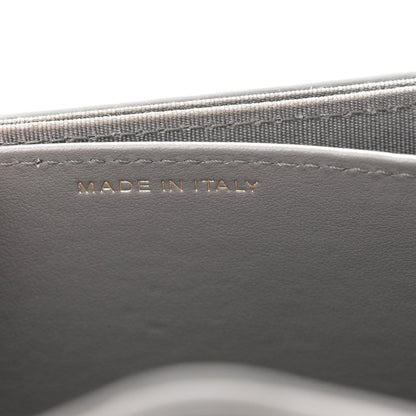 Calfskin Elaphe Double Chevron Card Case On Chain Grey