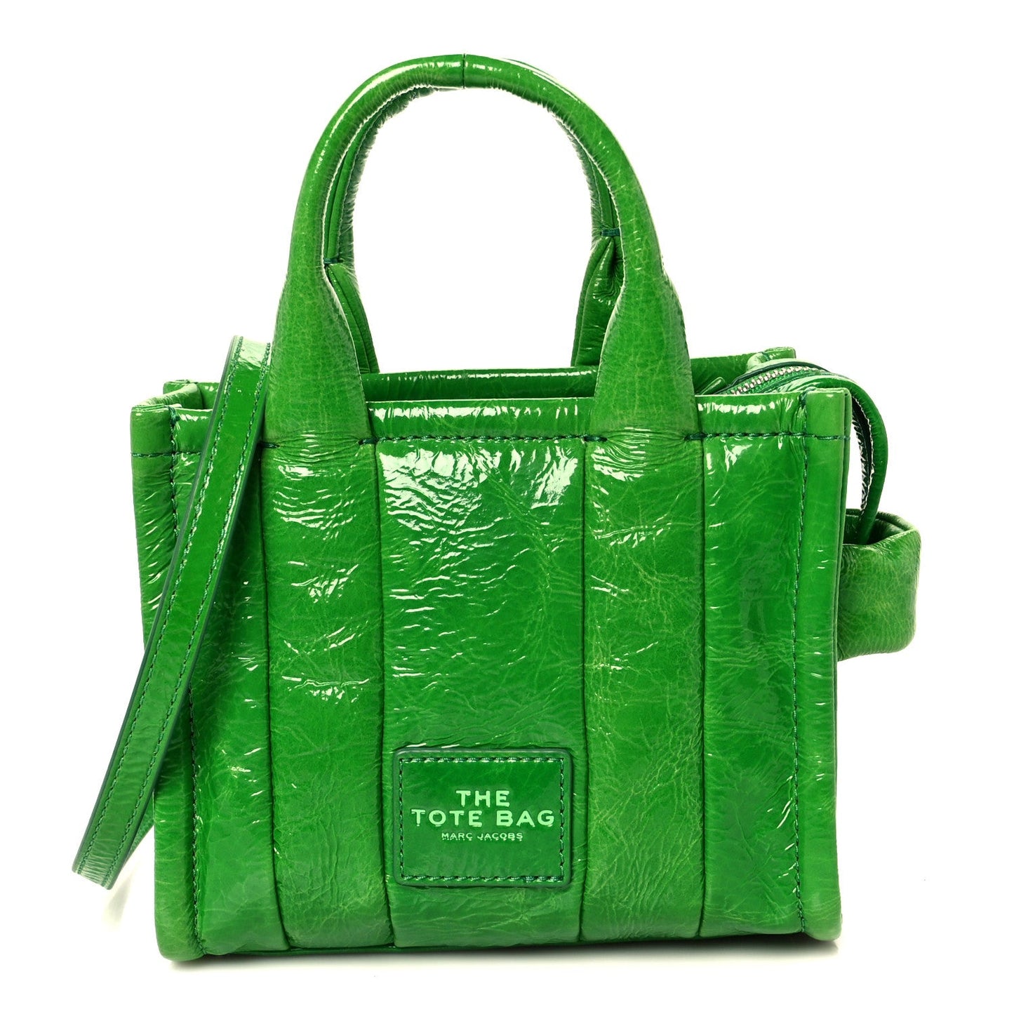 Shiny Crinkled Calfskin Mini The Tote Bag Fern Green