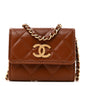 Lambskin Quilted Studded CC Clutch With Chain Brown