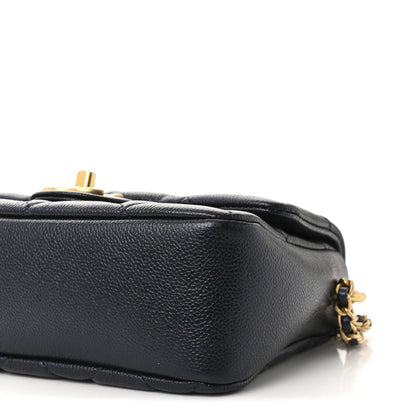 Iridescent Caviar Quilted Mini My Perfect Flap Black