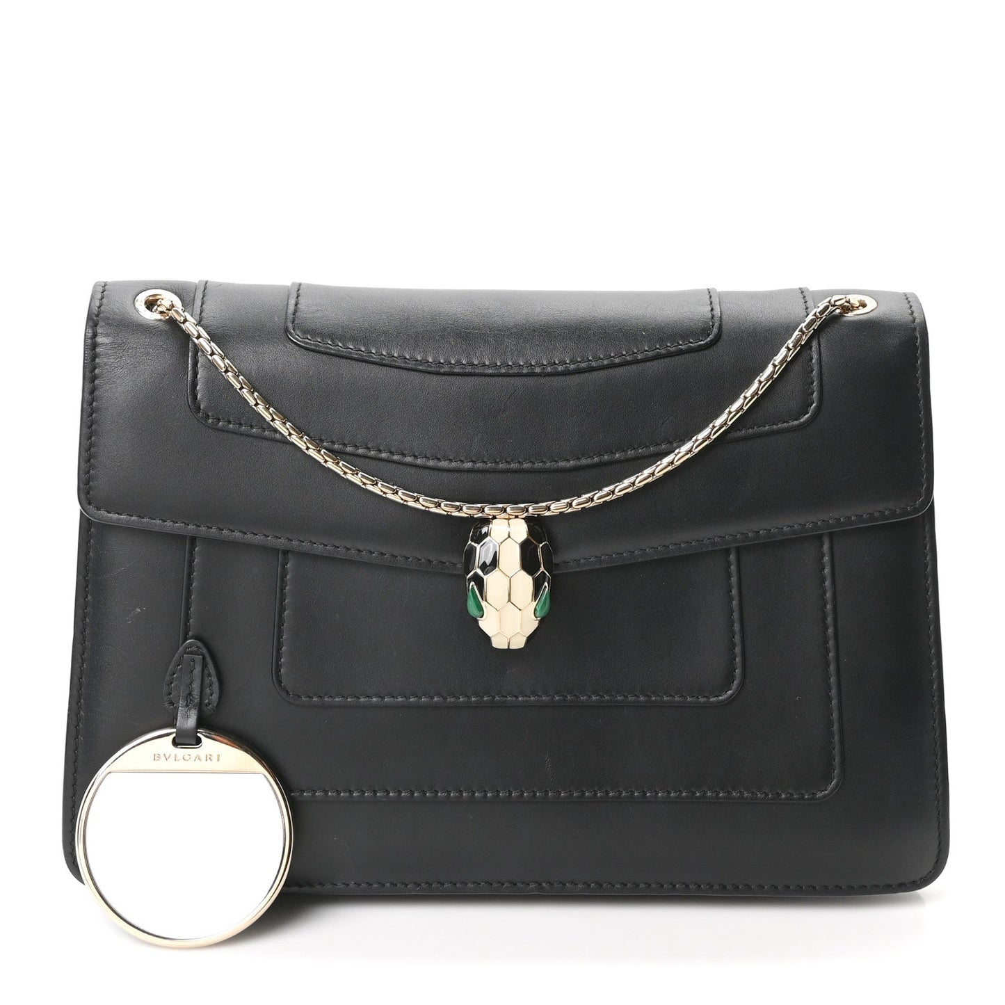 Calfskin Serpenti Forever Shoulder Bag Black