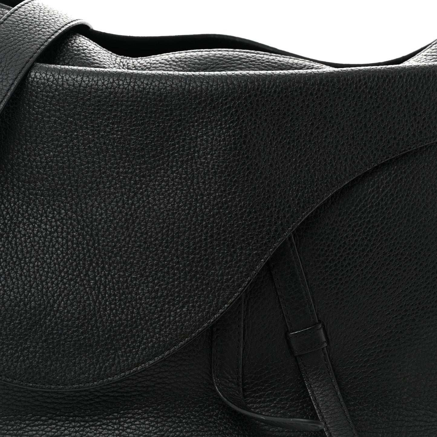 Grained Calfskin Saddle Soft Bag Black