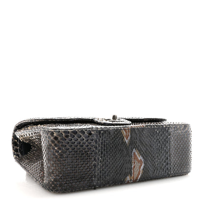 Metallic Snakeskin Jumbo Double Flap Blue