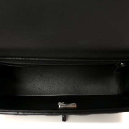 Lambskin Quilted Mini Top Handle Rectangular Flap So Black