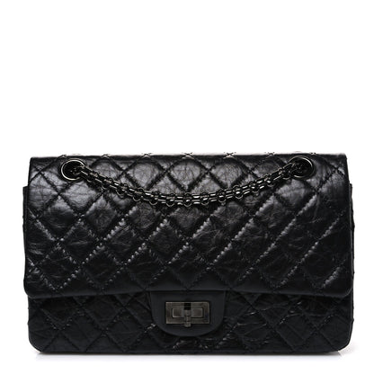 Aged Calfskin Quilted 2.55 Reissue 225 Flap  So Black