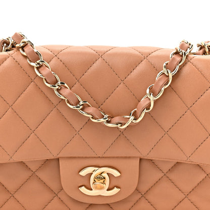 Lambskin Quilted Mini Rectangular Flap Brown