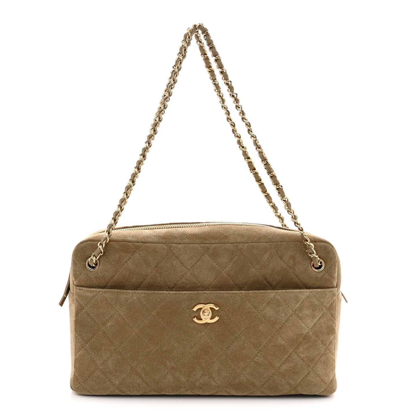 Suede Quilted Camerissimo Case Dark Beige