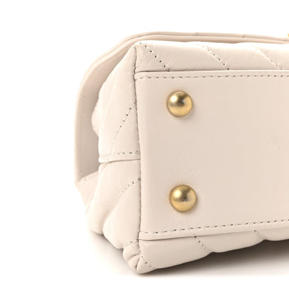 Calfskin Chevron Quilted Mini Coco Handle Flap Rose Pale