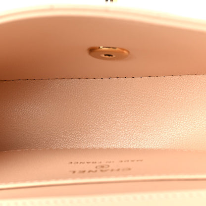 Lambskin Quilted Tab Mini Flap Beige