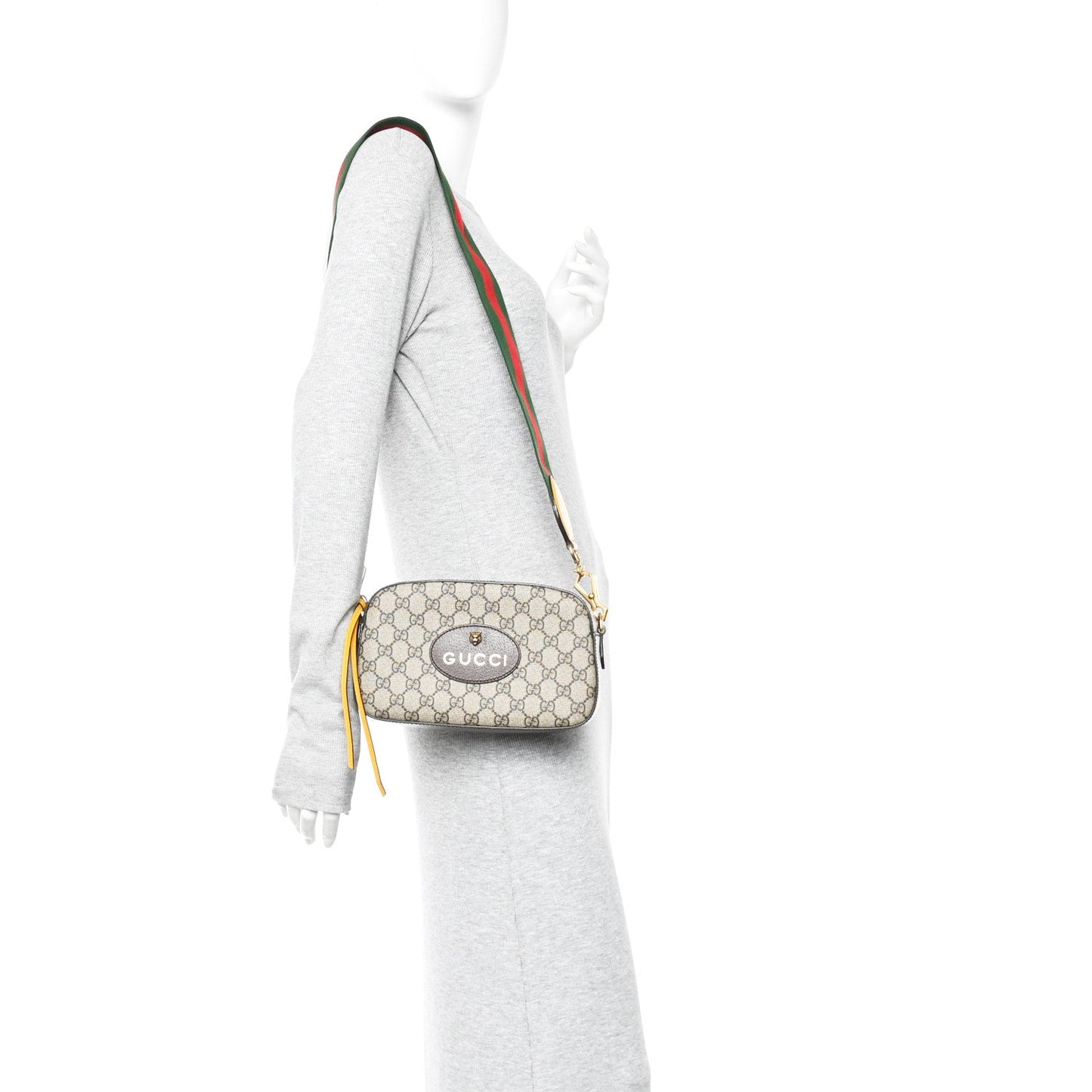 GG Supreme Monogram Web Neo Vintage Shoulder Bag Beige New Acero Crop
