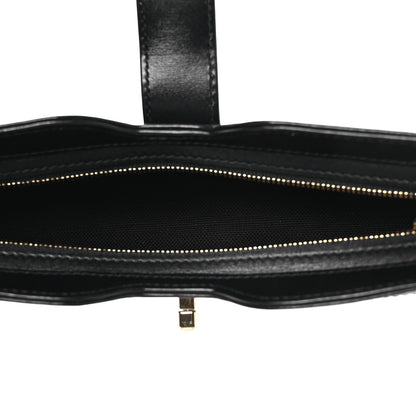 Calfskin Mini Moon Side Shoulder Bag Black