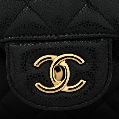 Caviar Quilted Jumbo Double Flap Black