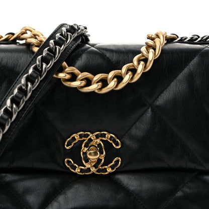 Goatskin Quilted Medium Chanel 19 Flap Black