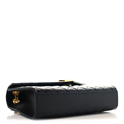 Grain De Poudre Textured Mixed Matelasse Triquilt Medium Monogram Satchel Black