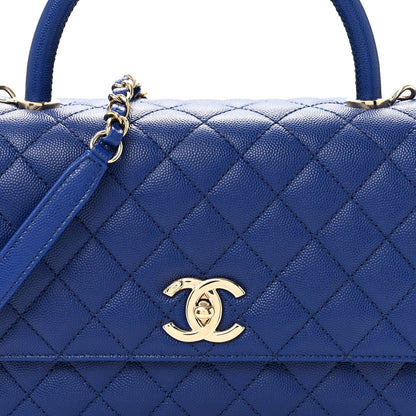 Caviar Quilted Small Coco Handle Flap Blue