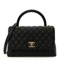 Caviar Quilted Small Coco Handle Flap Black
