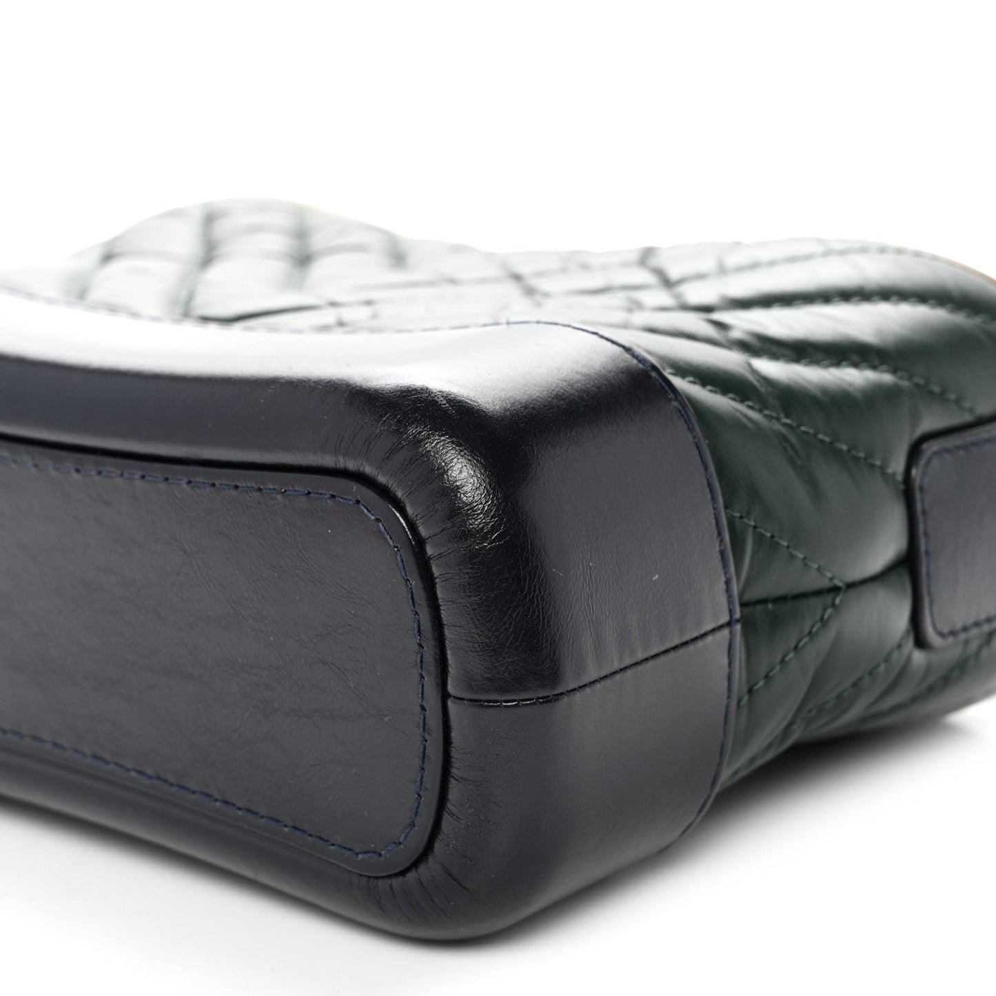 Aged Calfskin Chevron Quilted Small Gabrielle Hobo Green Black
