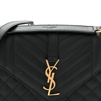Grain De Poudre Textured Mixed Matelasse Triquilt Medium Monogram Satchel Black