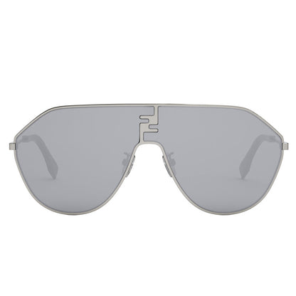 Fendi Sunglasses Aviator Full Rim, Ruthenium Frame and Smoke Mirror Lens FE40080U12C