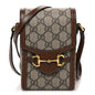 GG Supreme Monogram Mini Horsebit 1955 Crossbody Bag Beige Brown Sugar