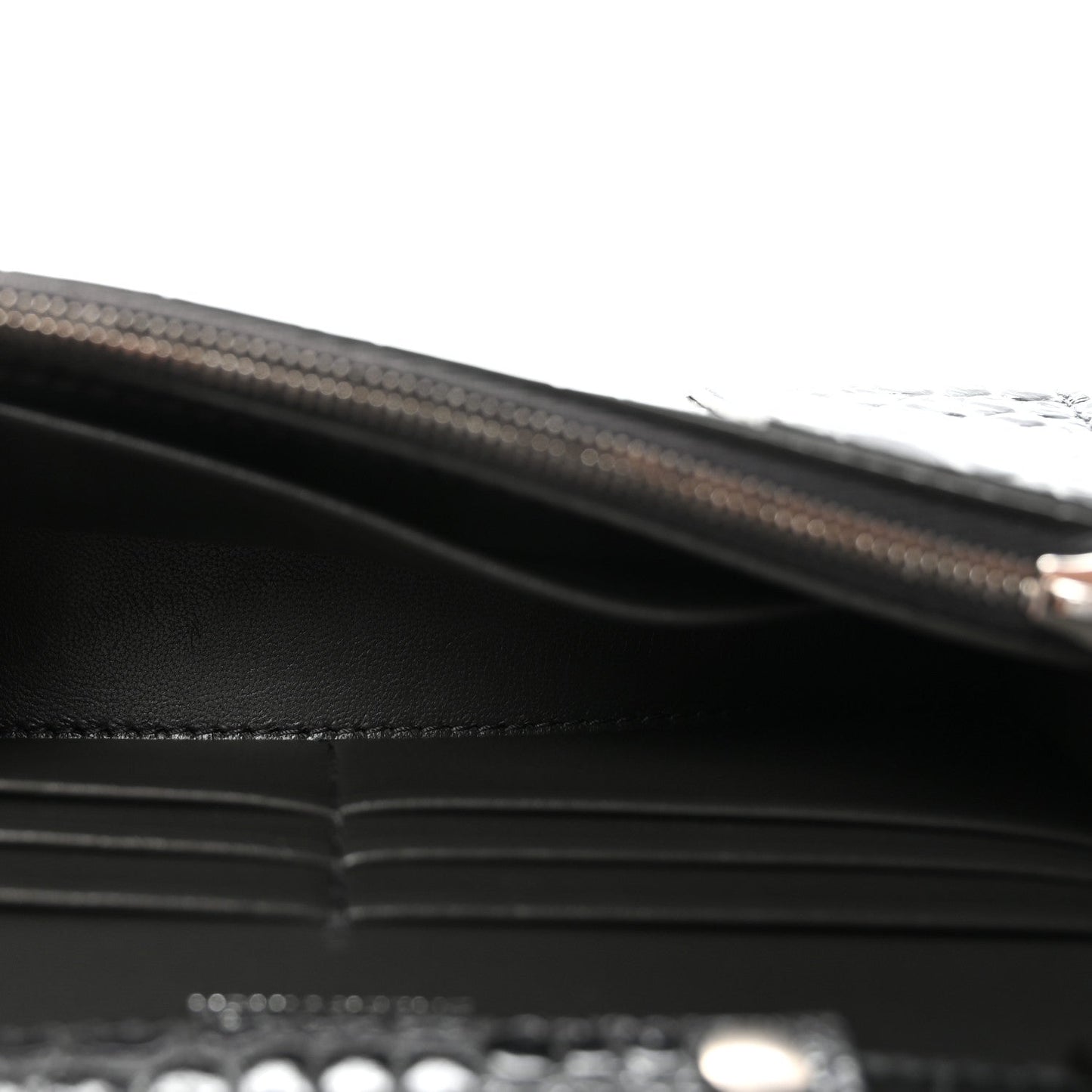 Shiny Calfskin Crocodile Embossed Hourglass Chain Bag Gris