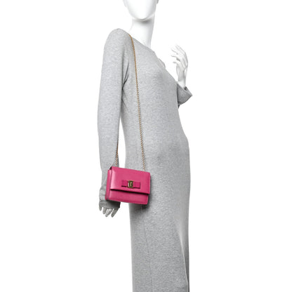 Hammered Calfskin Mini Vara Bow Crossbody Bag Agata Rosa
