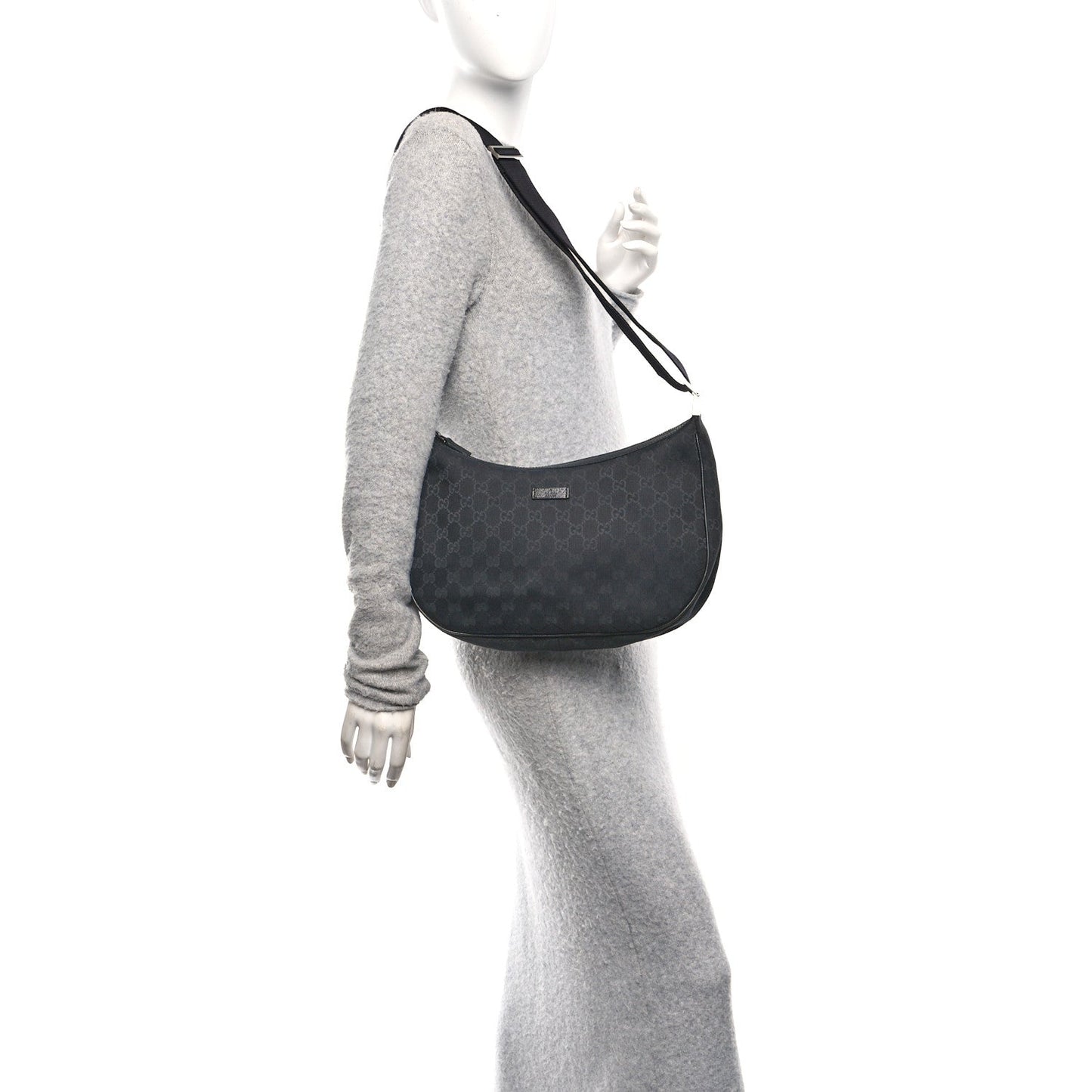 Monogram Medium Half Moon Hobo Black