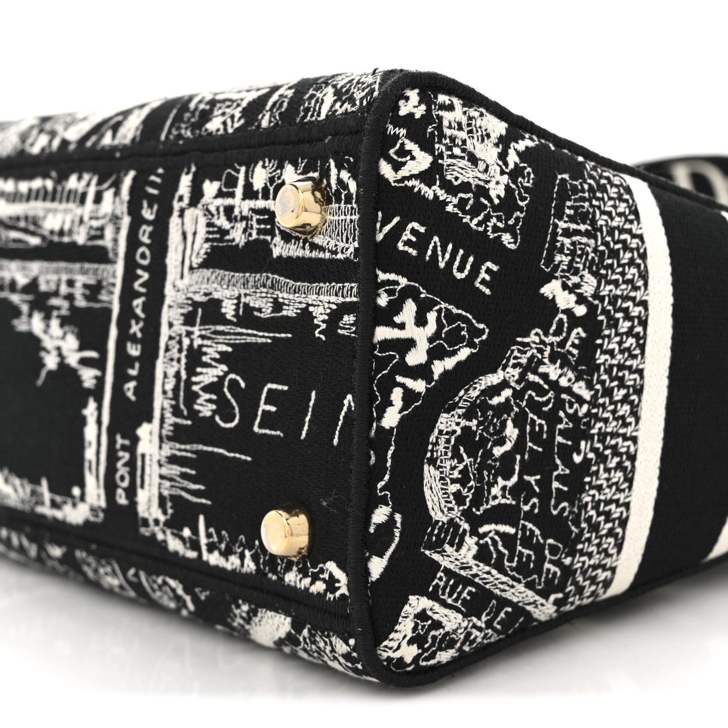 Canvas Embroidered Medium Plan de Paris Lady D-Lite Black White